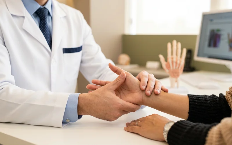Teste de estabilidade do polegar durante avaliação em consultório